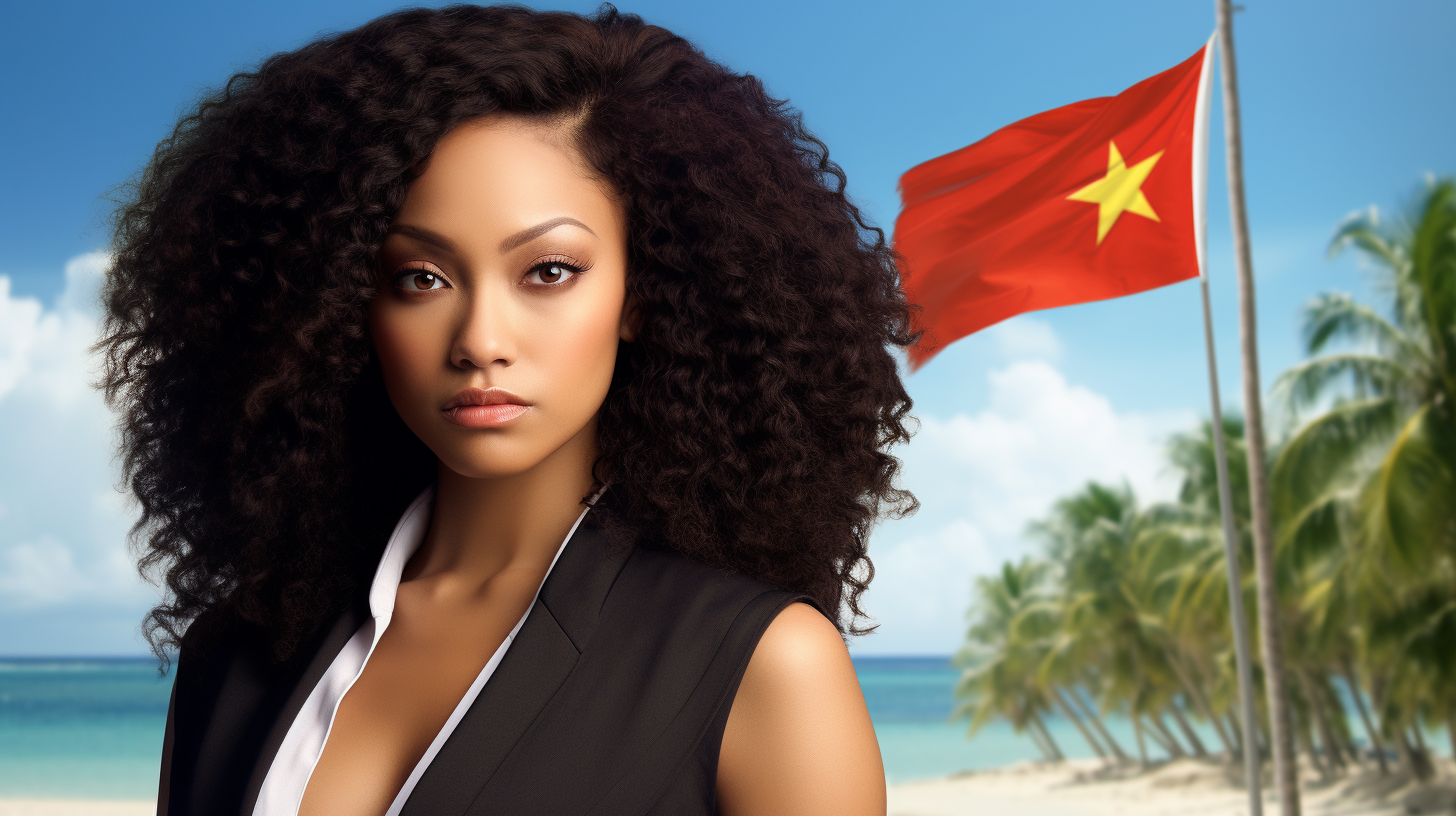 Woman on Caribbean Beach AI Generated
