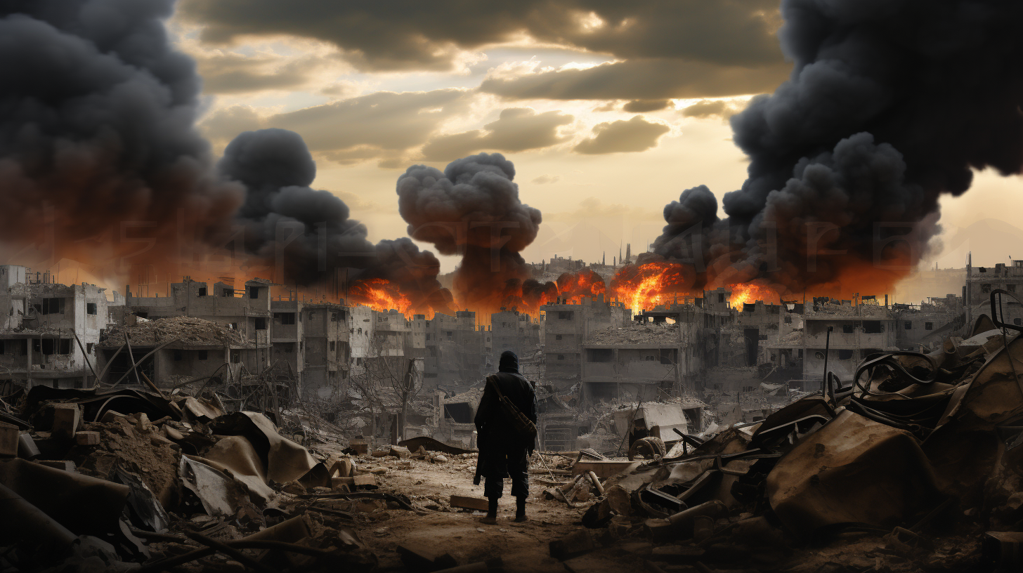 Refugee and Humanitarian Crisis Due to Israel-Hamas War AI Generated