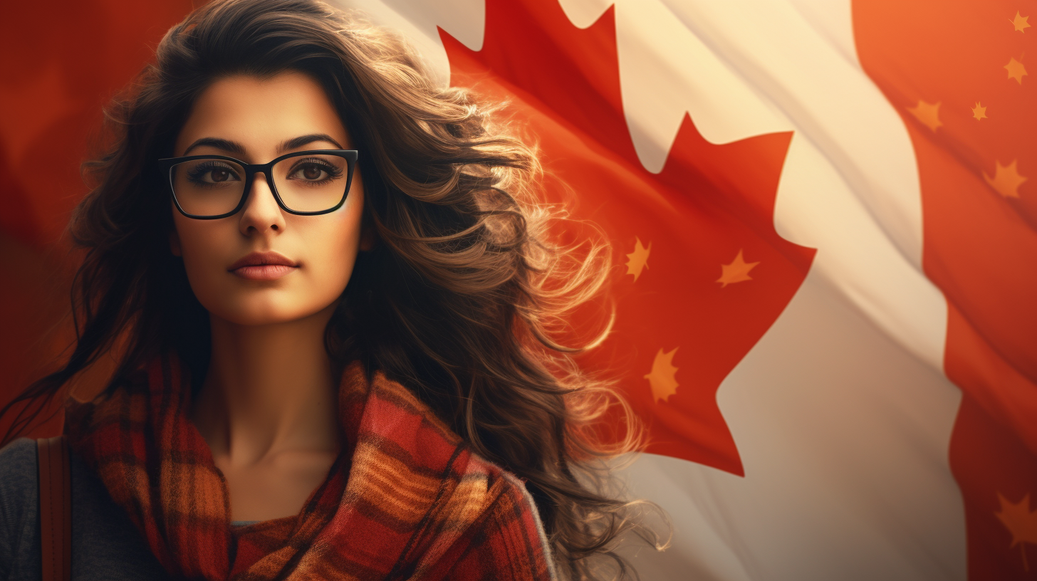 Indian IT worker with Canadian Maple Leaf Flag AI Generated